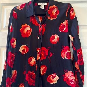 AlfaniI 100% silk floral blouse size 8